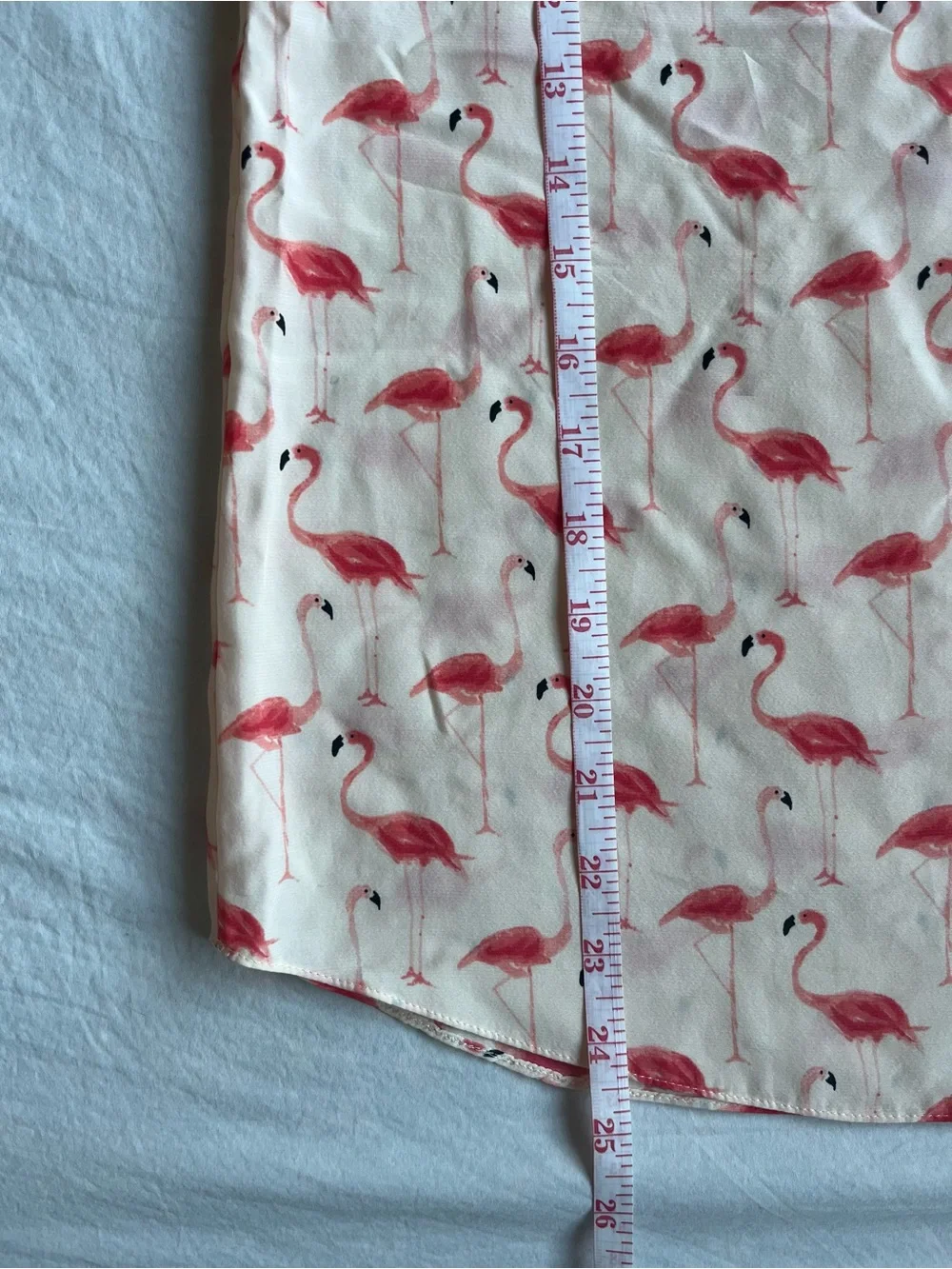 kate spade cream top with pink flamingo print